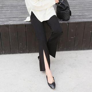 Slit-front Semi Boot-cut Pants