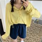 Long-sleeve Hooded Top / Wide-leg Shorts