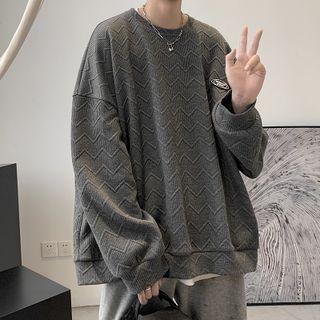 Applique Waffle Oversized Sweatshirt