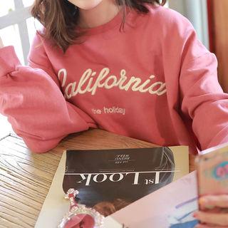 Letter-embroidered Oversized Pullover