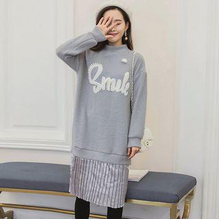 Letter Mock Two-piece Velvet Dress