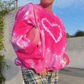Heart Print Tie Dye Sweatshirt