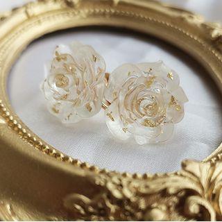 Flower Gold Leaf Resin Earring