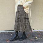 Floral Velvet Tiered Midi Skirt As Shown In Figure - One Size