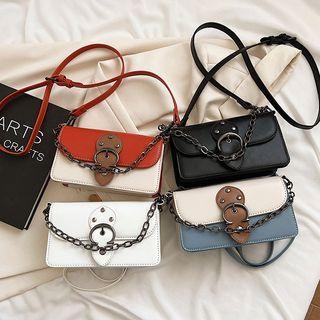 Chain Detail Faux Leather Flap Crossbody Bag