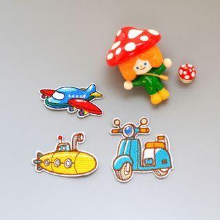 Aeroplane / Motorcycle / Submarine Embroidered Patch / Brooch