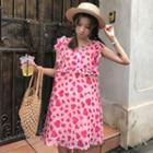Heart Print Sleeveless A-line Dress As Shown In Figure - One Size