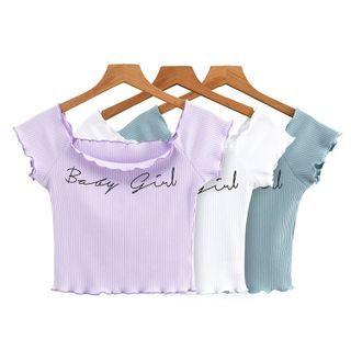 Lettuce Edge Lettering Cropped T-shirt