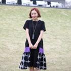 Round-neck Pattern-hem T-shirt Dress