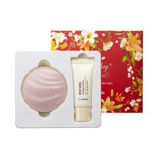 The Saem - Eco Soul Essence Cushion All Cover Holiday Edition Set: Cushion Spf50+ Pa++++ #21 + Primer 15ml 2pcs