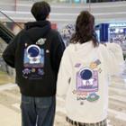 Couple Matching Astronaut Print Hooded Sweatshirt