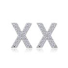 Simple Fashion Letter X Cubic Zircon Stud Earrings Silver - One Size
