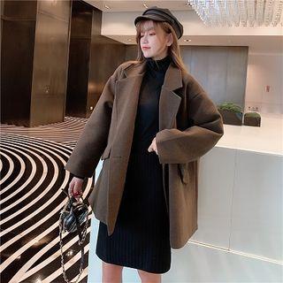 Plain Long-sleeve Acrylic Coat
