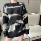 Two Tone Sweater Dark Gray & Off-white - One Size