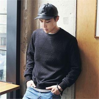 Crew-neck Long-sleeve Embossed Sweatshirt