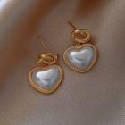 Heart Drop Earring 1 Pair - Silver Needle - Gold - One Size