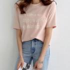 Letter Print Embroidered T-shirt