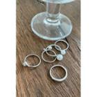 Set Of 5: Twisted / Faux-pearl Rings Silver - One Size