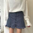 Check Slim-fit Skirt Blue - One Size