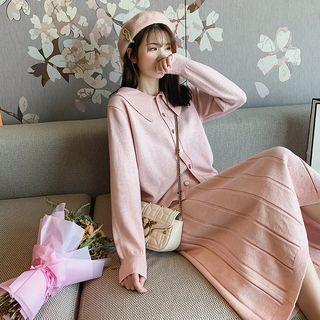 Set: Plain Cardigan + Skirt