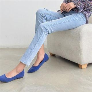 Slit-detail Fray-hem Slim-fit Jeans
