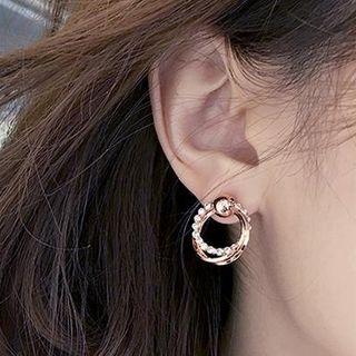 Rhinestone Hoop Stud Earring 1 Pair - As Shown In Figure - One Size