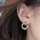 Rhinestone Hoop Stud Earring 1 Pair - As Shown In Figure - One Size