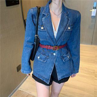 Set: Pocket Detail Denim Jacket + Belt