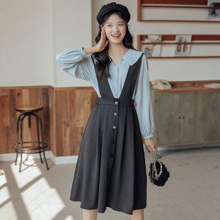 Set: Plain Shirt + Overall Dress
