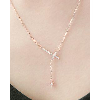 Rhinestone Cross-pendant Chain Necklace