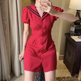 Sailor Collar Plain Dress