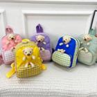 Plaid Panel Bear Applique Backpack