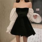 Puff-sleeve A-line Mini Dress Dress - One Size