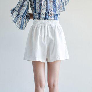 Band-waist Wide-leg Shorts