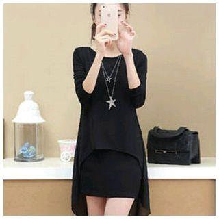 Long-sleeve Mock Two Piece Dress