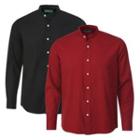 Mandarin-collar Long-sleeve Cotton Shirt (7 Colors)