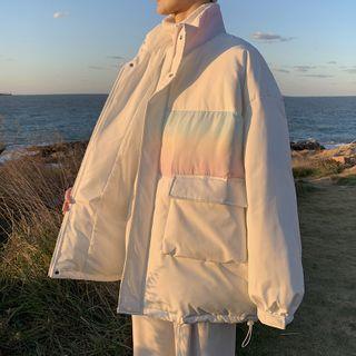 Printed Panel Padding Zip Jacket