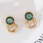 Gemstone Alloy Hoop Earring 1 Pair - Gold - One Size