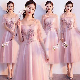 Embroidered Midi A-line Evening Dress (various Designs)