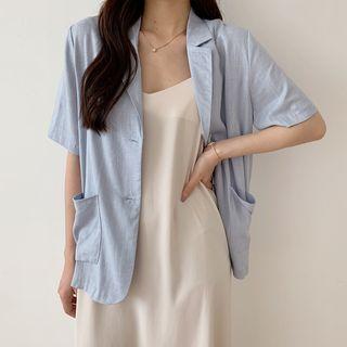 Plain Short-sleeve Loose-fit Blazer