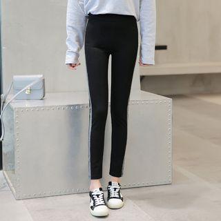 Contrast Trim Elastic Waist Skinny Pants