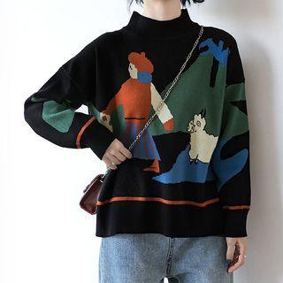 Cartoon Print Knit Top