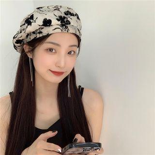 Flower Mesh Beret White & Black - One Size