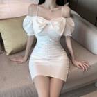 Cold-shoulder Bow Bodycon Dress