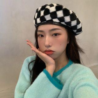 Checker Beret Hat