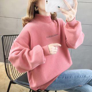 Lettering Turtleneck Loose-fit Sweater