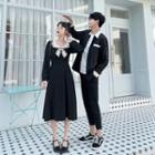 Couple-matching Long-sleeve Shirt / Cropped Pants / Long-sleeve Sailor Collar Midi A-line Dress / Set
