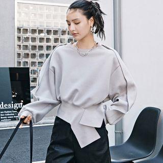 Plain Irregular Hem Sweatshirt