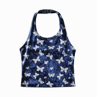 Halter-neck Butterfly Print Camisole Top