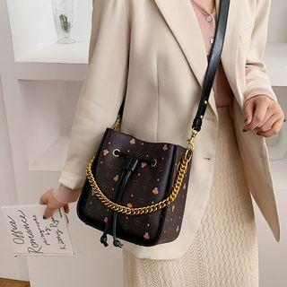 Faux Leather Patterned Crossbody Bucket Bag